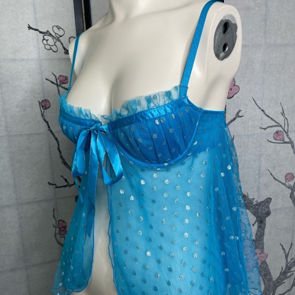 Victoria Secret Blue Sheer Babydoll Lingerie - Picture 4 of 4